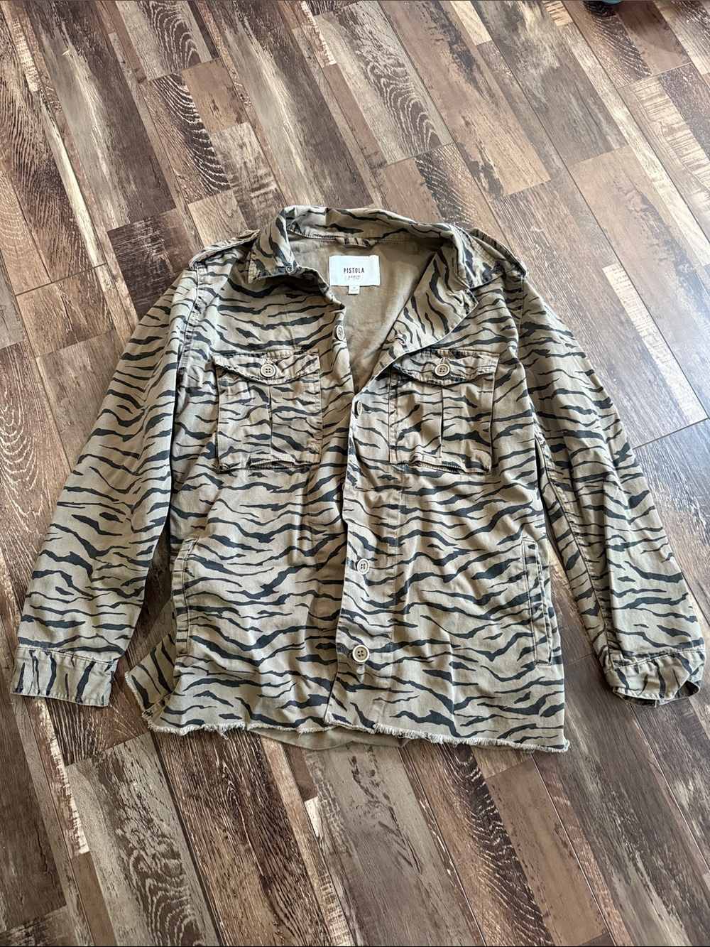 pistola green  and Black Tiger-Print Jacket